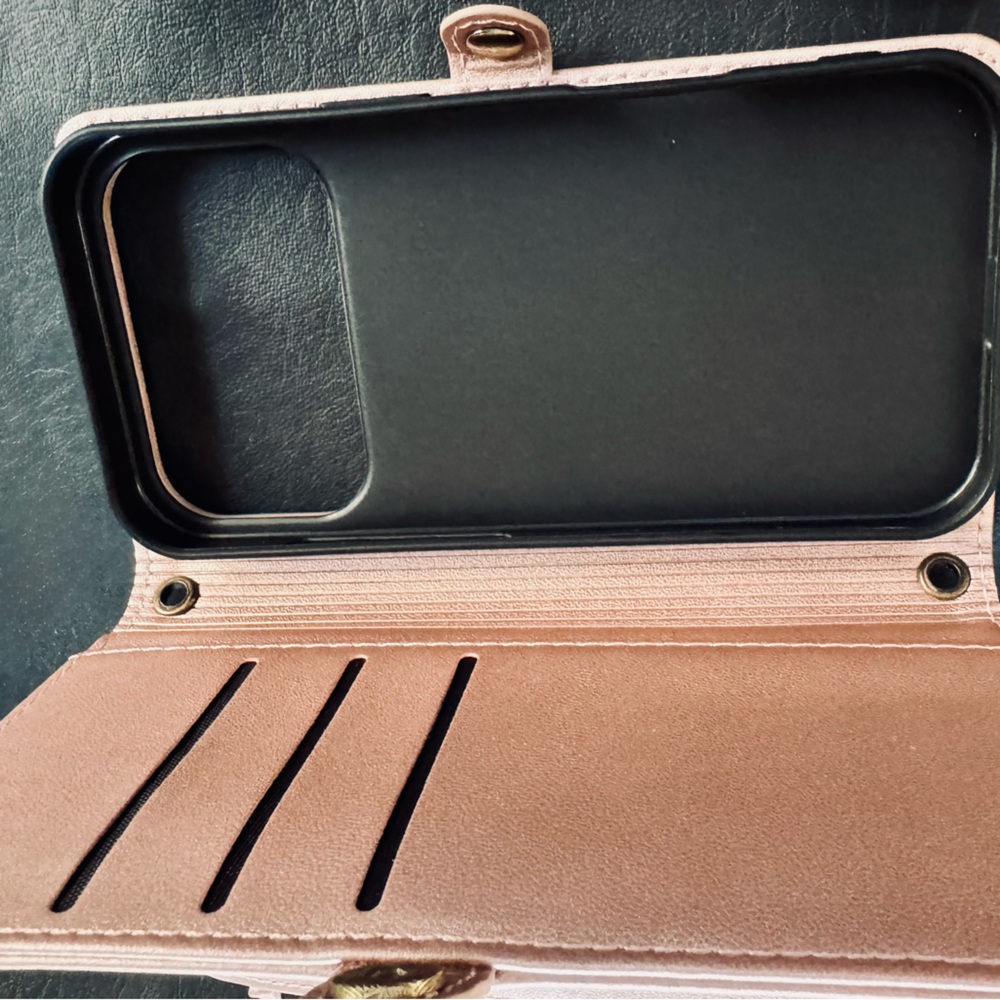 Rose gold Wallet Phone Case Folio, Card Slots & straps Strapura